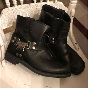 Black leather boots